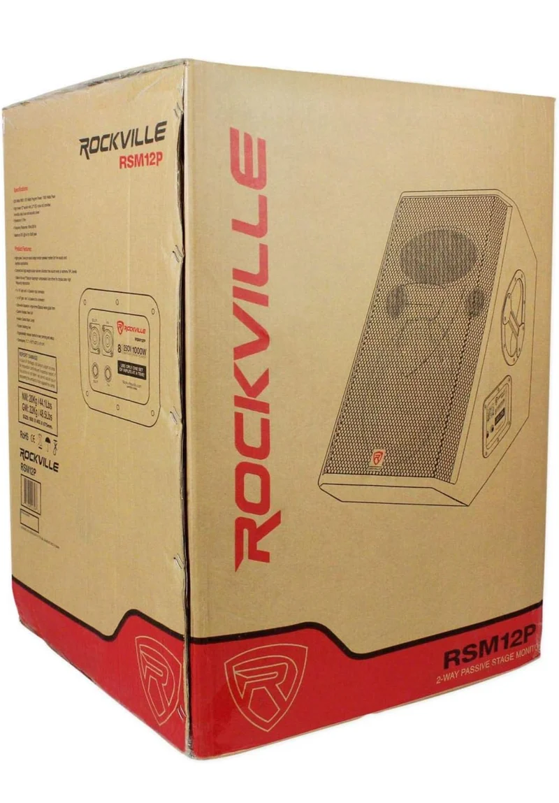 New Rockville RSM12P 12" 1000 Watt 2-Way Passive Stage Floor Monitor Speaker, black