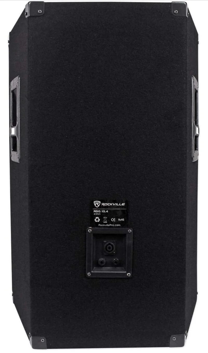Rockville RSG15.4 15" 3-Way 1500 Watt 4-Ohm Passive DJ/Pro Audio PA Speaker, Black