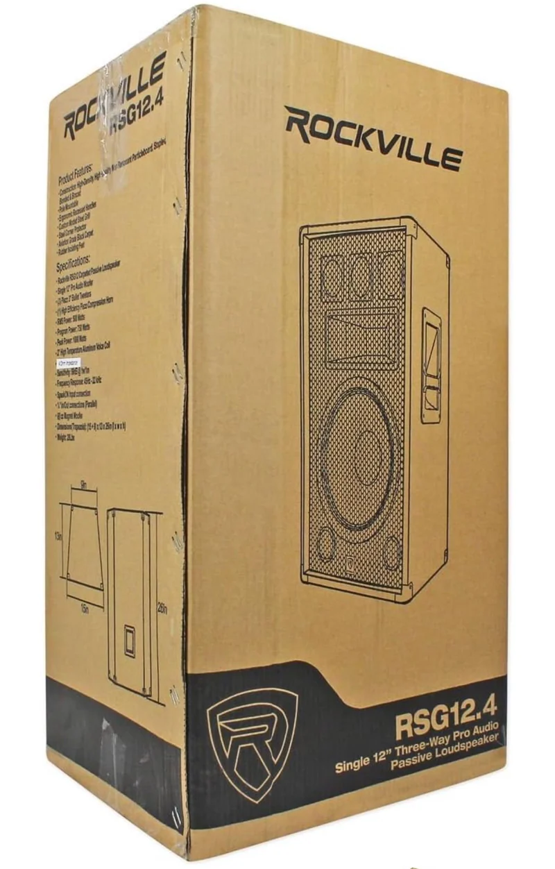 Rockville RSG12.4 12” 3-Way 1000 Watt 4-Ohm Passive DJ/Pro Audio PA Speaker