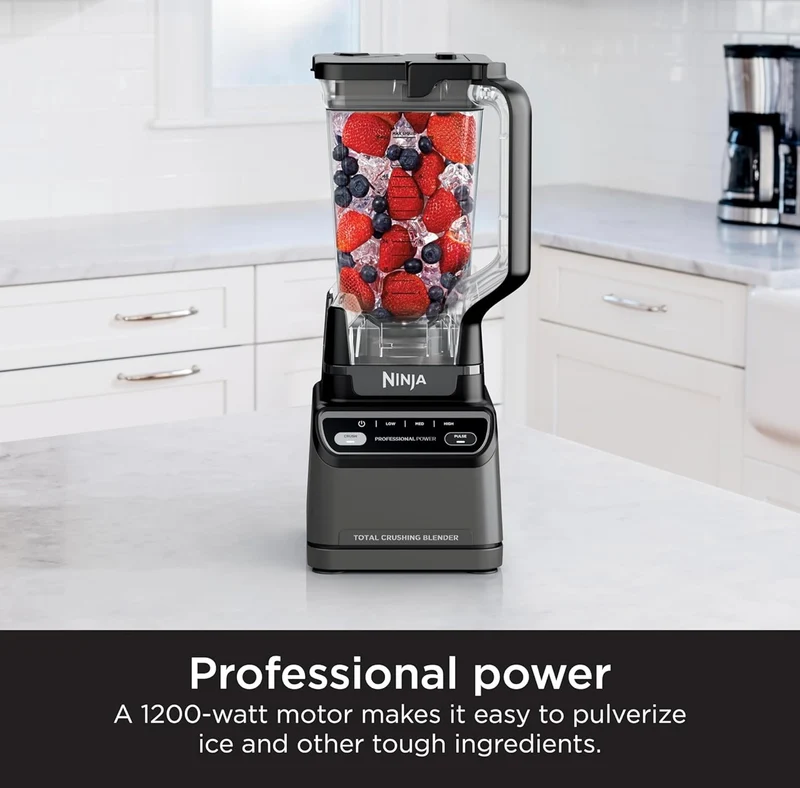 Ninja BR201AMZ Professional Blender 2.0, 1200 Watts, Auto-iQ Program, Total Crushing Blades, 72-oz. Pitcher Dishwasher-Safe Parts - Dark Grey