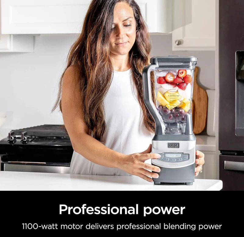 Ninja BL660 Professional Compact Smoothie & Food Processing Blender, 1100-Watts, 3 Functions - 2-oz.* Pitcher, (2) 16-oz. To-Go Cups & Spout Lids - Gray