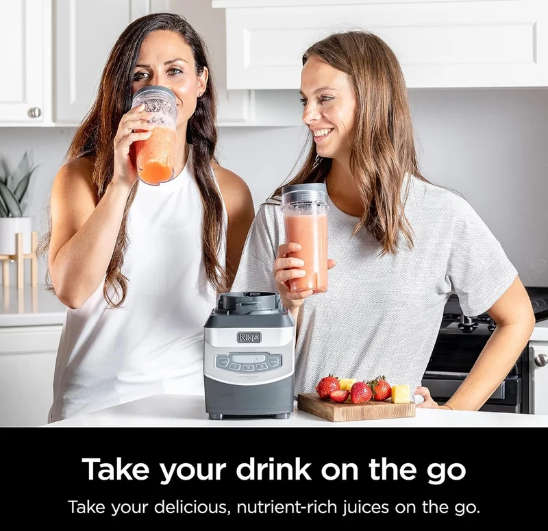 Ninja BL660 Professional Compact Smoothie & Food Processing Blender, 1100-Watts, 3 Functions - 2-oz.* Pitcher, (2) 16-oz. To-Go Cups & Spout Lids - Gray