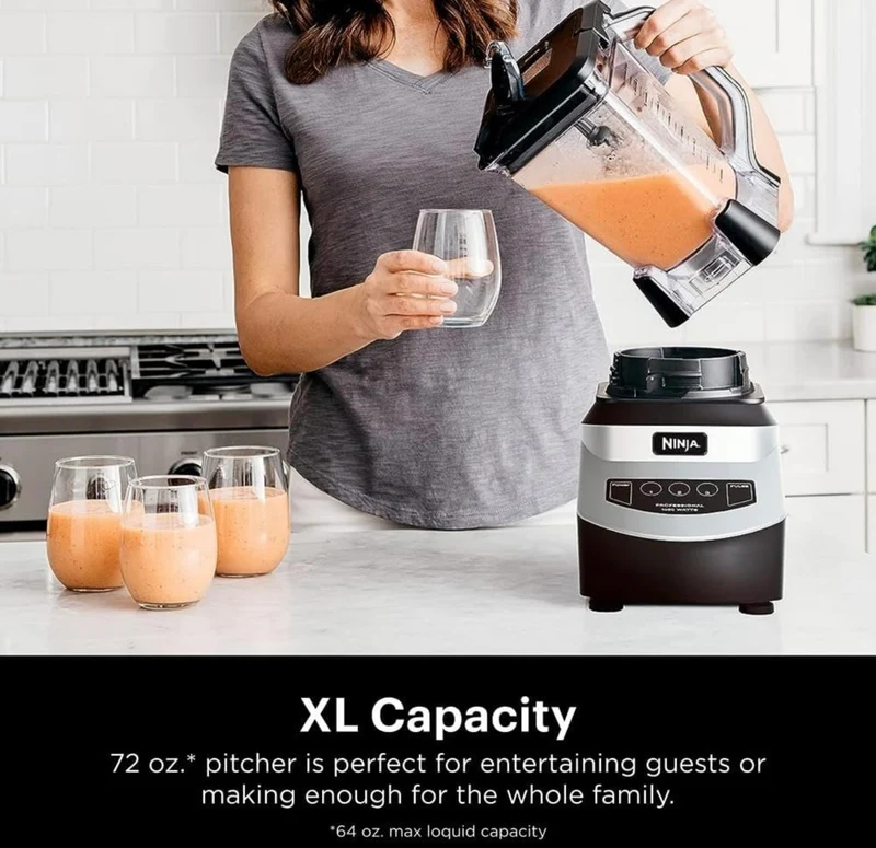 Ninja Blender Crushes Ice Fruit, and-Veggies, 1000-Watt, Dishwasher Safe - Black (NJ601AMZ)