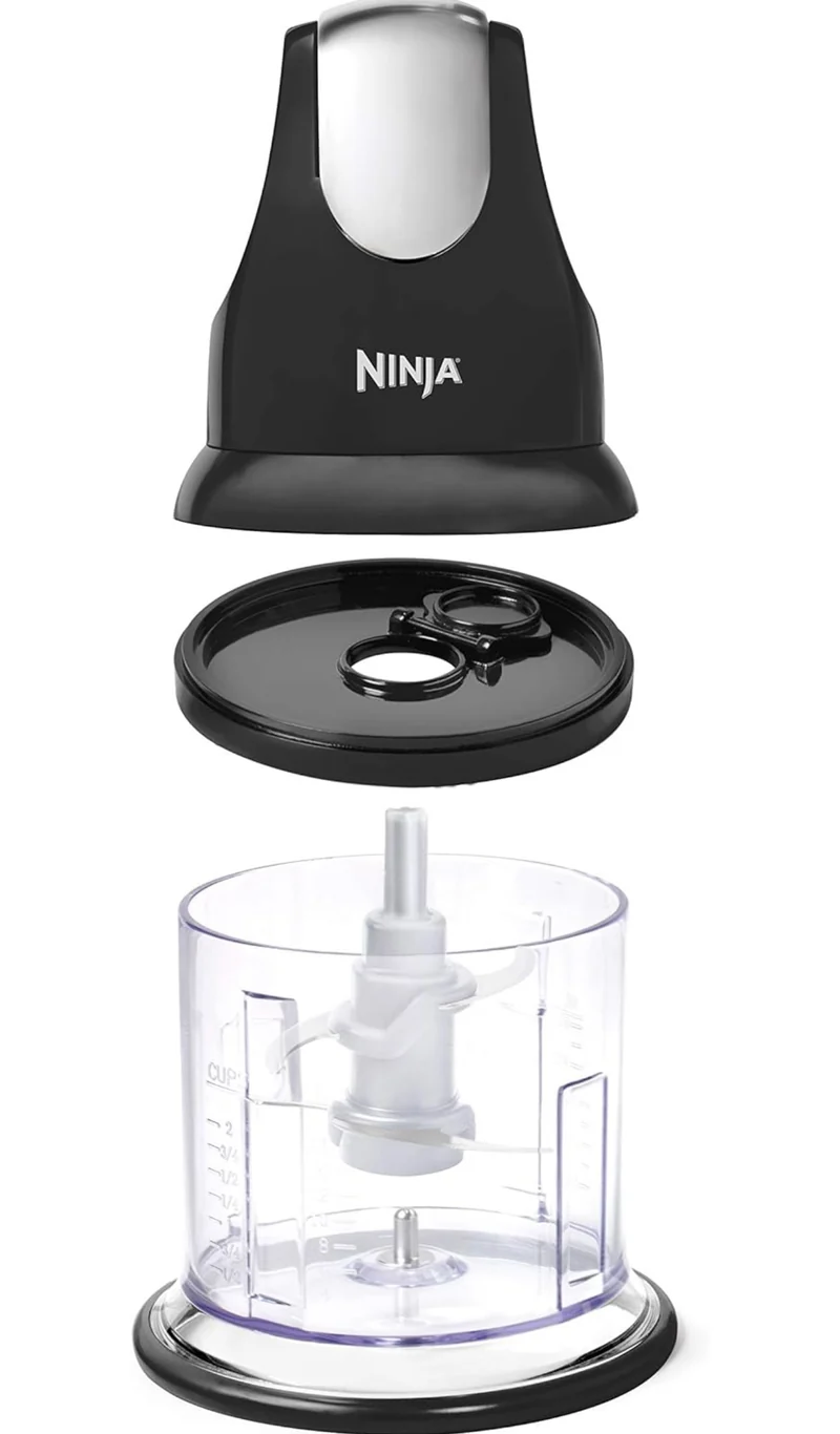 Ninja NJ100GR Express Chop Manual Food Processor for Chopping Mincing Pureeing Vegetables and other Ingredients 16-Ounces - Gray