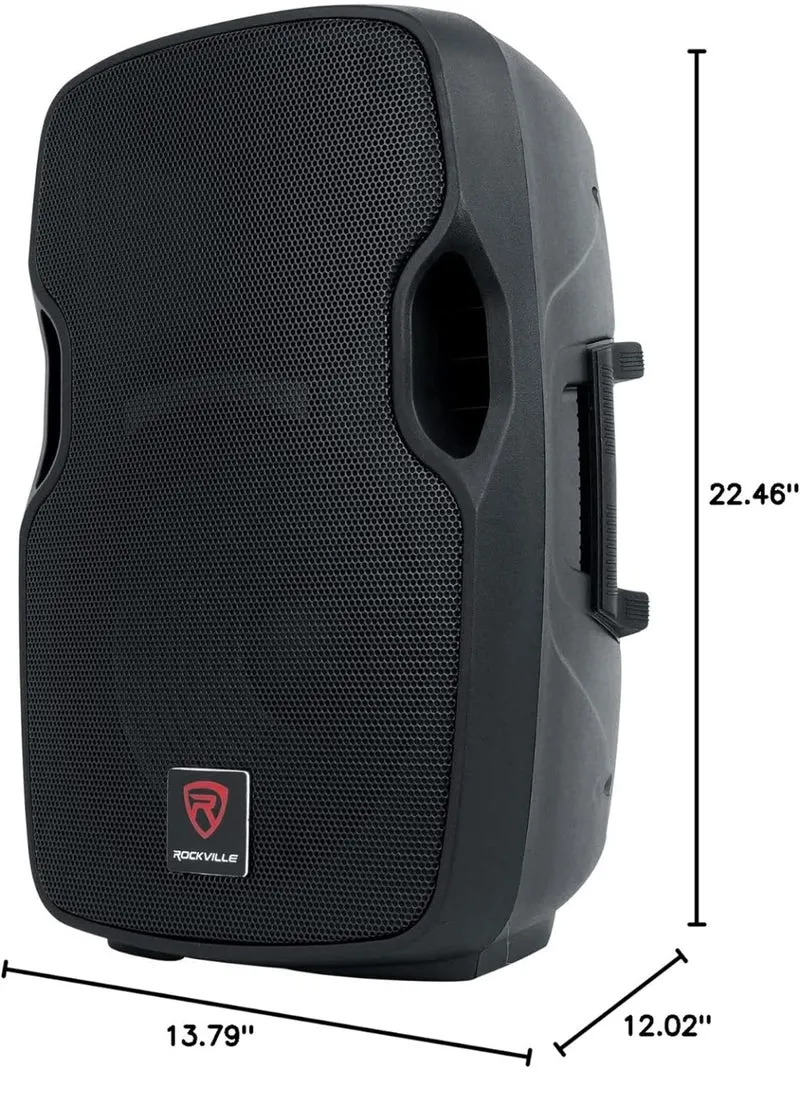 Rockville (2) BPA12 12" Professional Powered 600 Watt DJ PA Speakers w Bluetooth