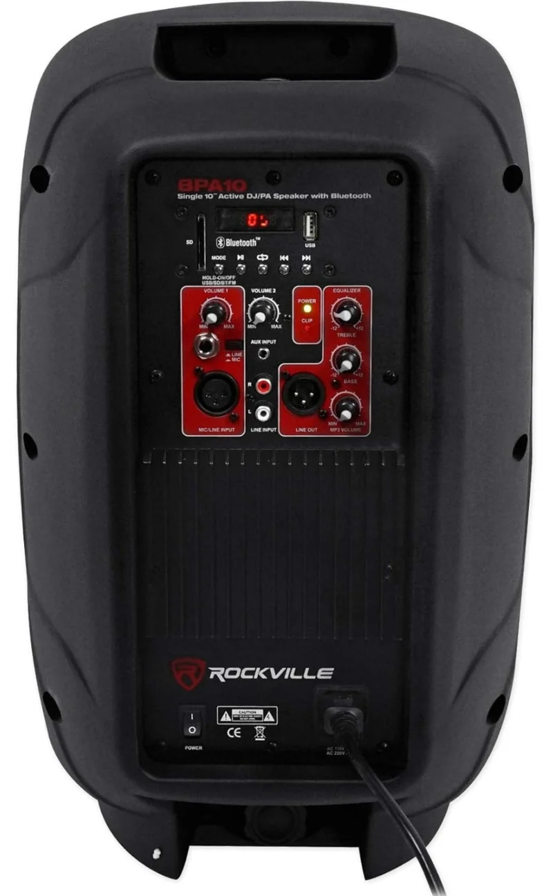 Rockville 2 BPA10 10" Powered 400W DJ PA Speakers w/Bluetooth Package