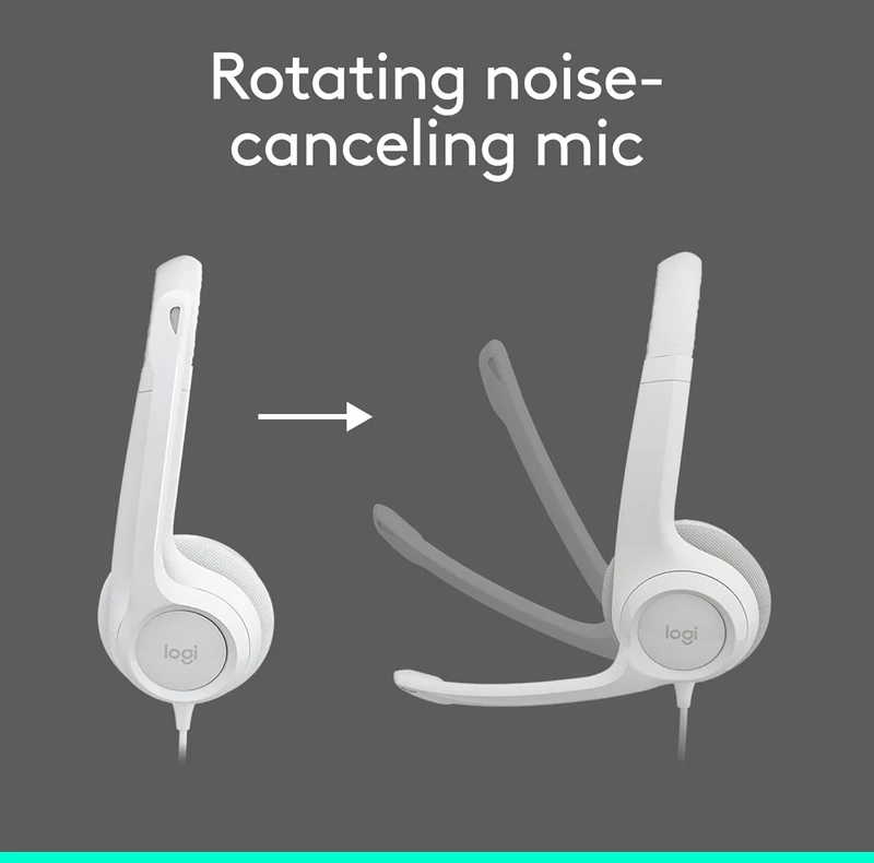 Logitech H390 Gaming Headphones, Wired Headphones with Mic, USB Headset with Microphone for PC, Noise Cancelling Microphone for Video Meetings, Music, Gaming - Off White