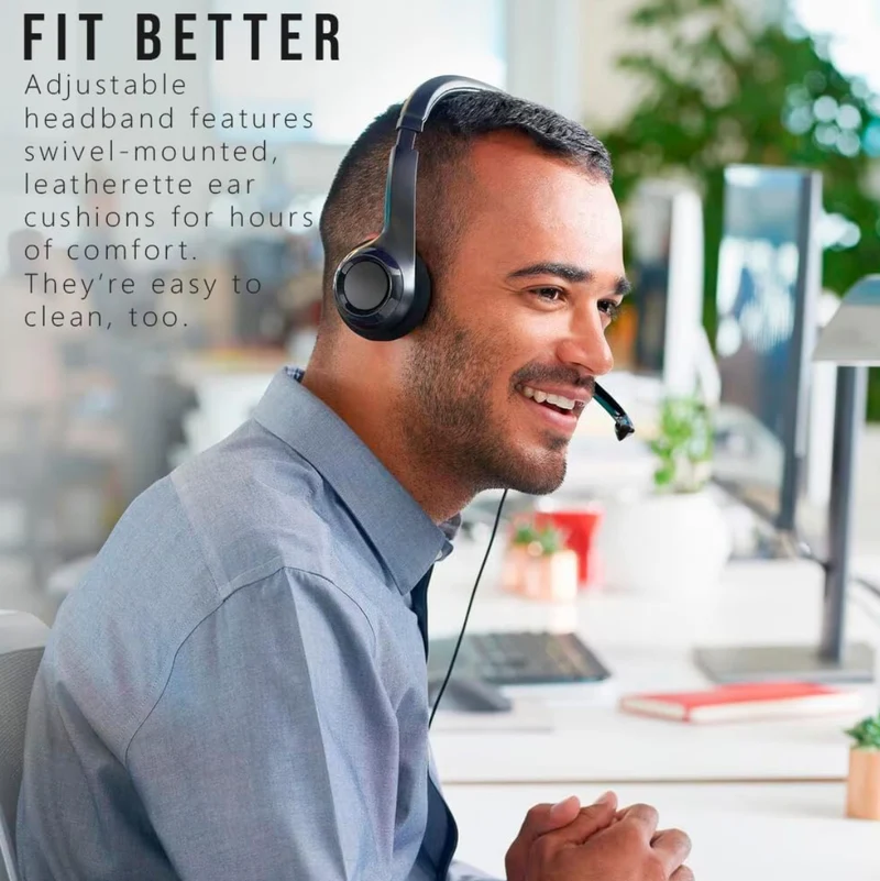 Logitech H390 Wired Headset for PC/Laptop, Stereo Headphones with Noise Cancelling Microphone, USB-A, In-Line Controls, Works with Chromebook