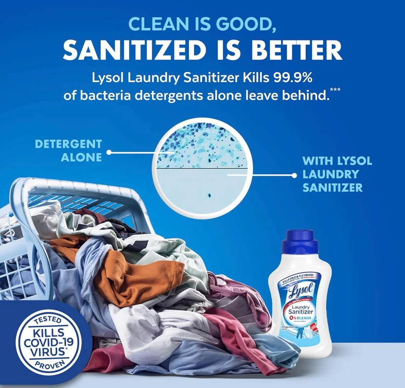 Lysol Disinfectant Laundry Sanitizer & Scent Booster, Laundry Detergent Additive, Color Safe Bleach Alternative, Laundry Odor Eliminator, Kills Bacteria & Viruses, Crisp Linen Scent, 41 Fl Oz Liquid