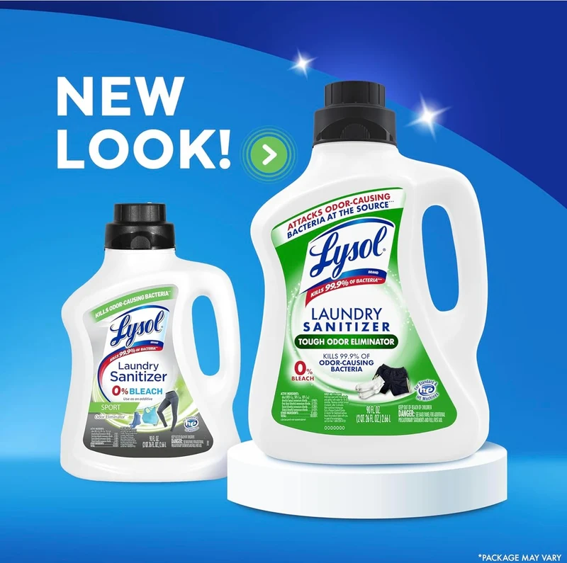 Lysol Sport Laundry Sanitizer Additive, Sanitizing Liquid for Gym Clothes and Activewear, Eliminates Odor Causing Bacteria, 90oz