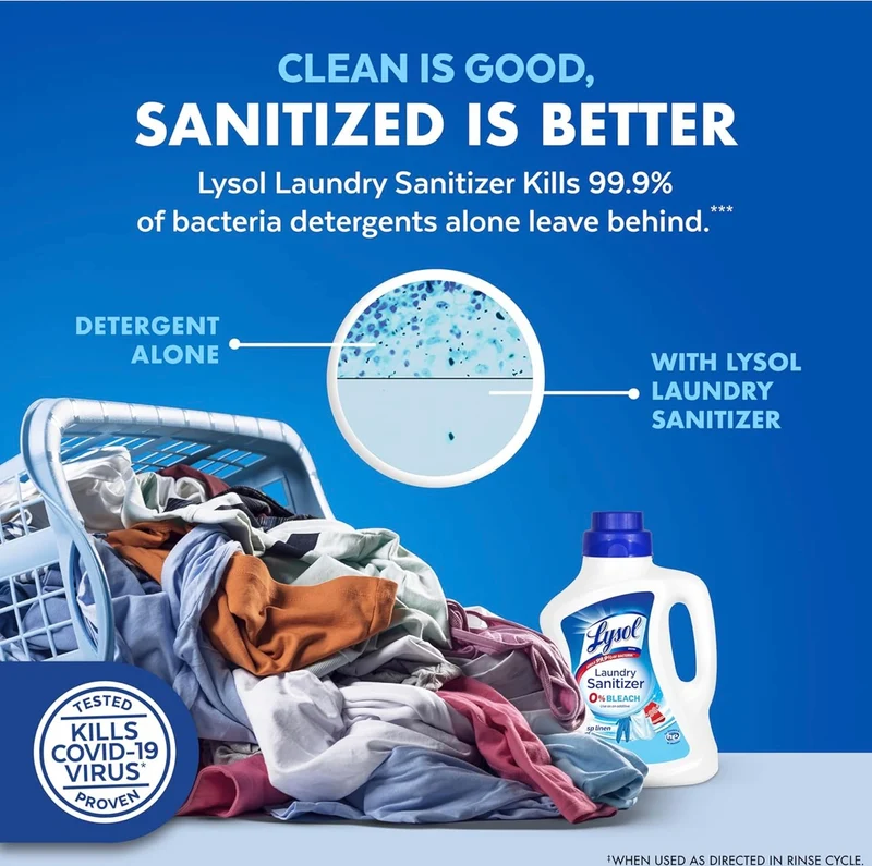 Lysol Disinfectant Laundry Sanitizer & Scent Booster, Laundry Detergent Additive, Color Safe Bleach Alternative, Laundry Odor Eliminator, Kills Bacteria & Viruses, Crisp Linen Scent, 90 Fl Oz