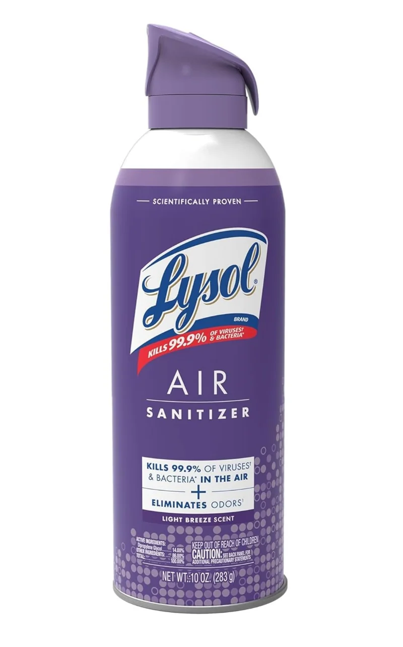 LYSOL Air Sanitizer Spray, For Air Sanitization and Odor Elimination, Light Breeze, 10 Fl. Oz (1)