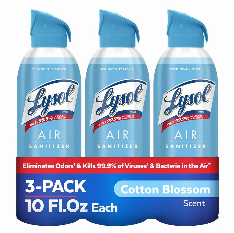 Lysol Air Sanitizer Spray + Odor Eliminator - Cotton Blossom Scent, 10 oz (Pack of 3)