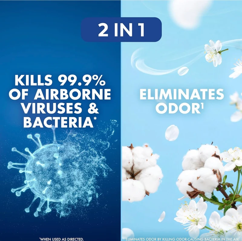 Lysol Air Sanitizer Spray + Odor Eliminator - Cotton Blossom Scent, 10 oz (Pack of 3)