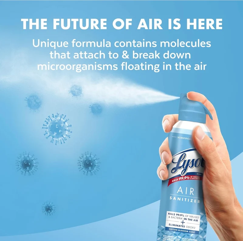 Lysol Air Sanitizer Spray + Odor Eliminator - Cotton Blossom Scent, 10 oz (Pack of 3)