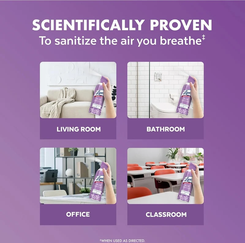 Lysol Air Sanitizer Spray, For Air Sanitization and Odor Elimination, Lavender Sky Scent, 10 Fl. Oz (Pack of 3)