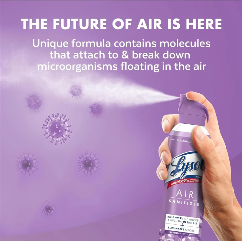 Lysol Air Sanitizer Spray, For Air Sanitization and Odor Elimination, Lavender Sky Scent, 10 Fl. Oz (Pack of 3)