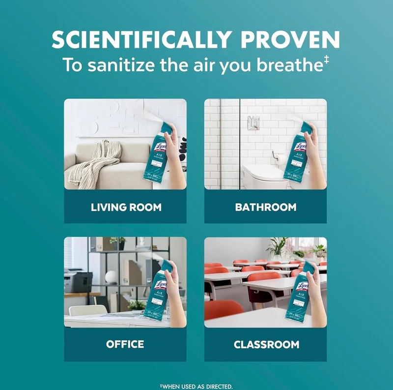 Lysol Air Sanitizer Spray + Odor Eliminator for Home & Office, Sanitizing Air Spray, Simple Fresh Scent, 10 oz (Pack of 3)