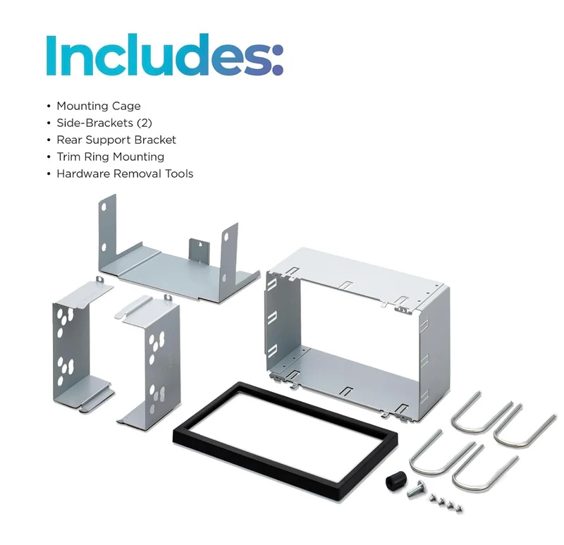 Double DIN Installation Kit for Pioneer ADT-VA133 Includes Flush Mount Cage, 2 DIN Chassis Brackets and Trim Ring, Convenient Installation, Fits Most 2 DIN in-Dash Receiver Products