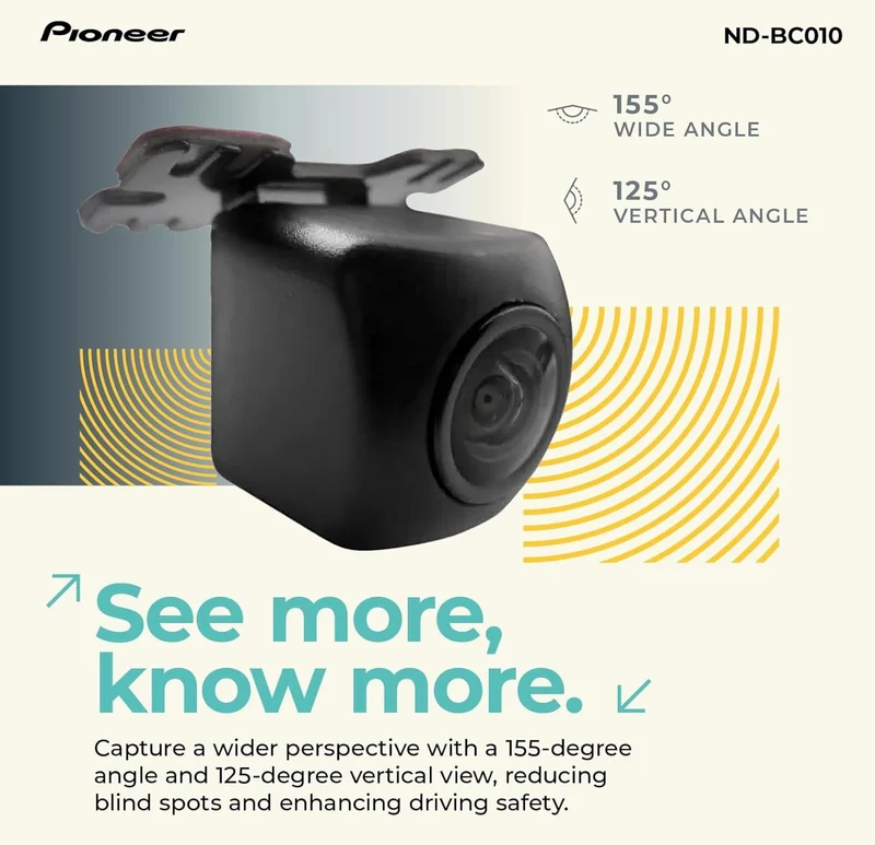 Pioneer ND-BC010 Rearview Camera - Universal Backup Camera, 155 Degree Wide Angle View, High Resolution Images, Clear Night Vision, Flexible Installation, Compatible with Pioneer in-Dash Receivers