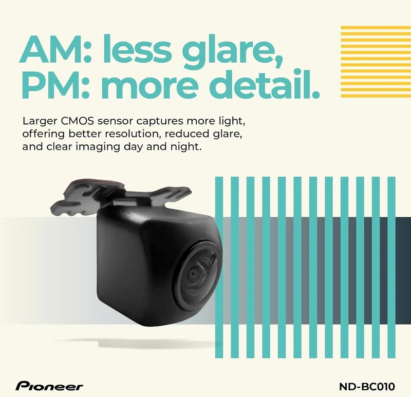 Pioneer ND-BC010 Rearview Camera - Universal Backup Camera, 155 Degree Wide Angle View, High Resolution Images, Clear Night Vision, Flexible Installation, Compatible with Pioneer in-Dash Receivers