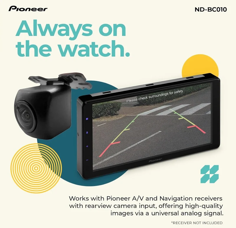 Pioneer ND-BC010 Rearview Camera - Universal Backup Camera, 155 Degree Wide Angle View, High Resolution Images, Clear Night Vision, Flexible Installation, Compatible with Pioneer in-Dash Receivers
