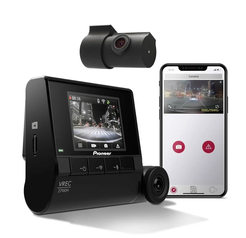 Pioneer VREC-Z710DH - High-Definition Dash Cam, 4K Ultra HD Recording, Dual-Channel, GPS Tracking, Wi-Fi Connectivity, and Advanced Driver Assistance Systems