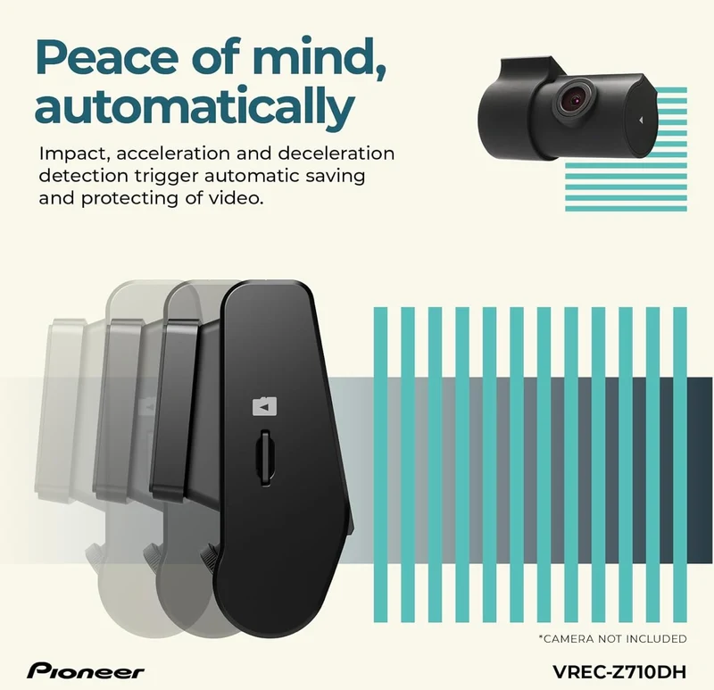 Pioneer VREC-Z710DH - High-Definition Dash Cam, 4K Ultra HD Recording, Dual-Channel, GPS Tracking, Wi-Fi Connectivity, and Advanced Driver Assistance Systems