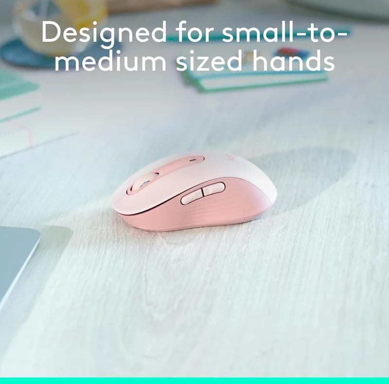 Logitech Wireless Mouse Signature M650- Small Hands Silent Clicks, Customizable Buttons, Bluetooth, PC/Mac/Chromebook - Rose, Right-Handed, Small-Medium