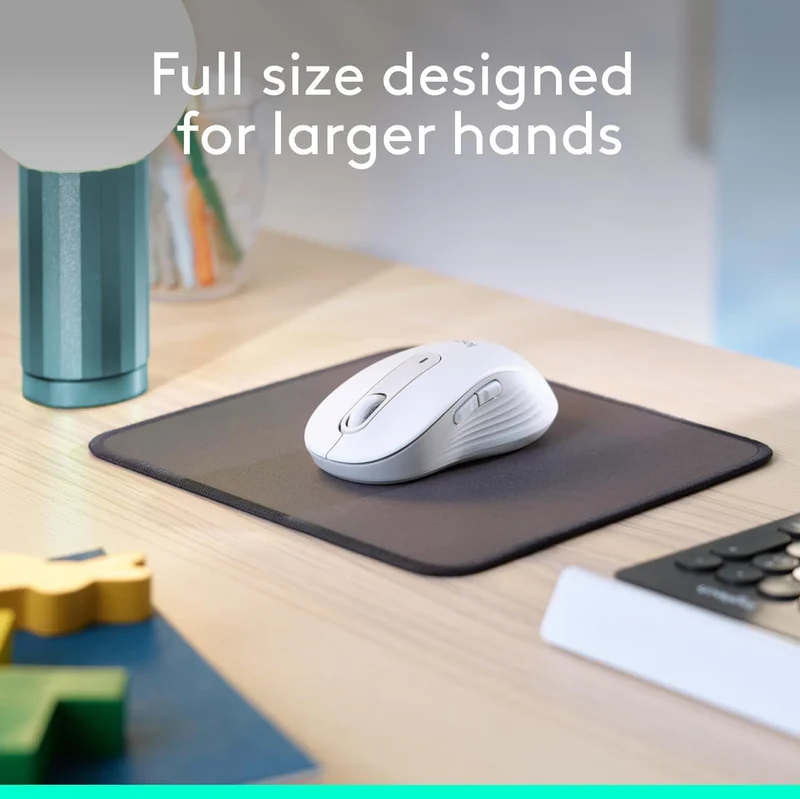 Logitech Wireless Mouse Signature M650 L Full Size - Large Hands, Silent Clicks, Customizable Buttons, Bluetooth, PC/Mac/Chromebook - Off White, Right-Handed, Large