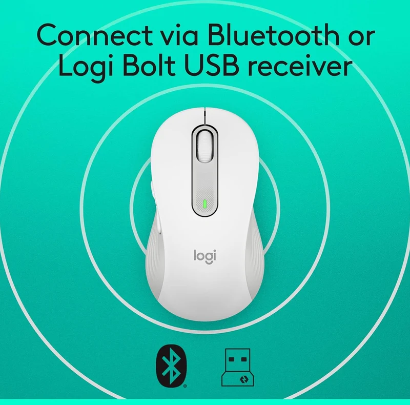 Logitech Wireless Mouse Signature M650 L Full Size - Large Hands, Silent Clicks, Customizable Buttons, Bluetooth, PC/Mac/Chromebook - Off White, Right-Handed, Large