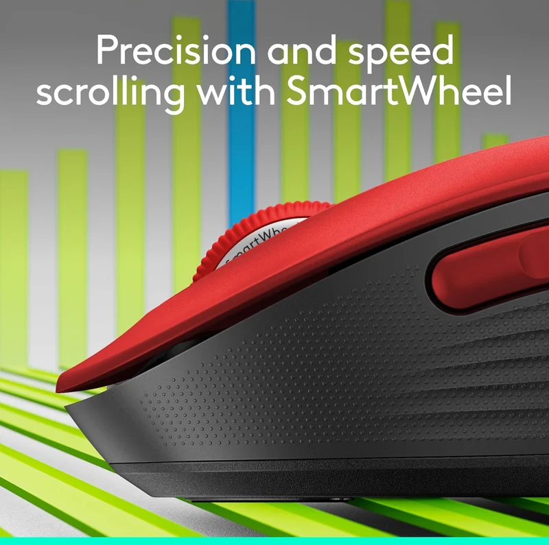 Logitech Wireless Mouse Signature M650 L Full Size - Large Hands, Silent Clicks, Customizable Buttons, Bluetooth, PC/Mac/Chromebook - Classic Red, Right-Handed, Large