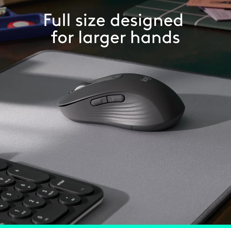 Logitech Wireless Mouse Signature M650 L Full Size - Large Hands, Silent Clicks, Customizable Buttons, Bluetooth, PC/Mac/Chromebook - Classic Red, Right-Handed, Large