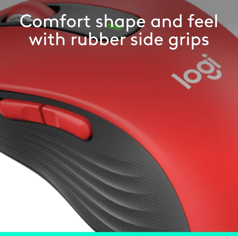 Logitech Wireless Mouse Signature M650 L Full Size - Large Hands, Silent Clicks, Customizable Buttons, Bluetooth, PC/Mac/Chromebook - Classic Red, Right-Handed, Large