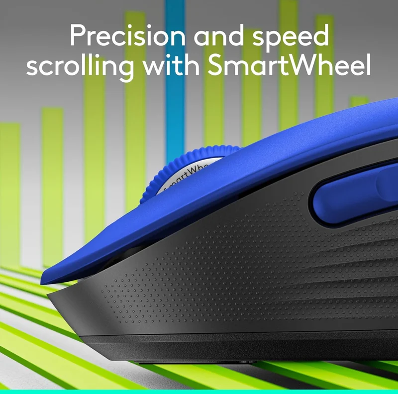 Logitech Wireless Mouse Signature M650 L Full Size - Large Hands, Silent Clicks, Customizable Buttons, Bluetooth, PC/Mac/Chromebook - Classic Blue, Right-Handed, Large