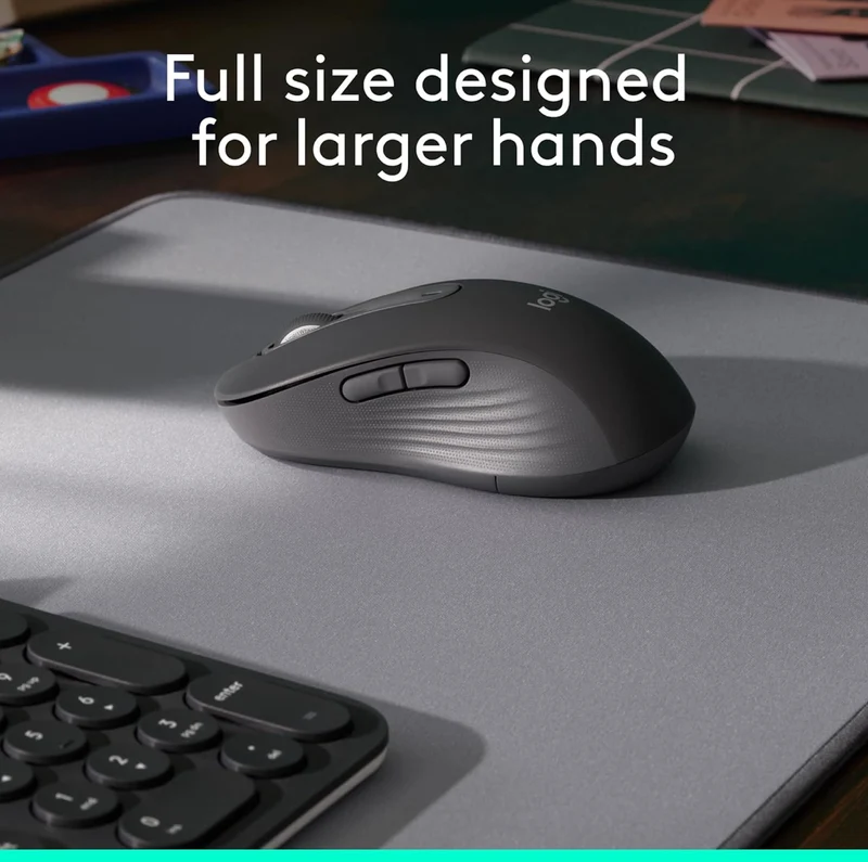 Logitech Wireless Mouse Signature M650 L Full Size - Large Hands, Silent Clicks, Customizable Buttons, Bluetooth, PC/Mac/Chromebook - Classic Blue, Right-Handed, Large