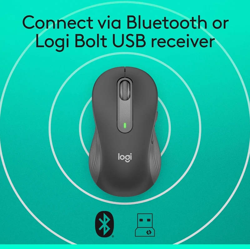 Logitech Signature M650 L Left (Graphite) - Optical - Wireless - Bluetooth/Radio Frequency - Graphite - USB - 2000 dpi - Scroll Wheel - 5 Button(s) - 5 Programmable Button(s) - Large Hand/Palm Size -