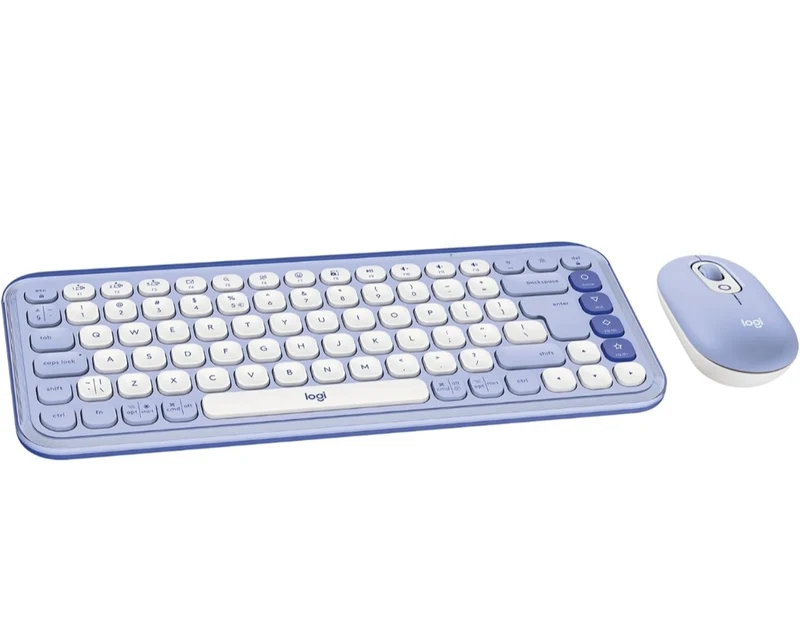 Logitech POP ICON Combo, Bluetooth Keyboard and Mouse Combo, Comfortable Typing, programmable Keys and Buttons, Quiet clicks, Easy-Switch up to 3 Devices - Lilac