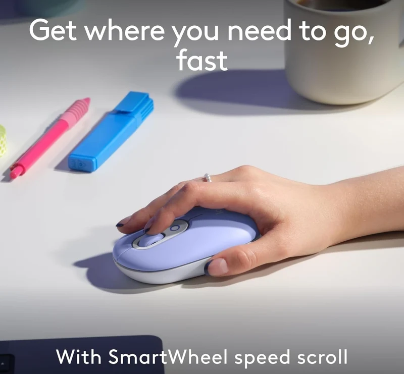 Logitech POP ICON Combo, Bluetooth Keyboard and Mouse Combo, Comfortable Typing, programmable Keys and Buttons, Quiet clicks, Easy-Switch up to 3 Devices - Lilac