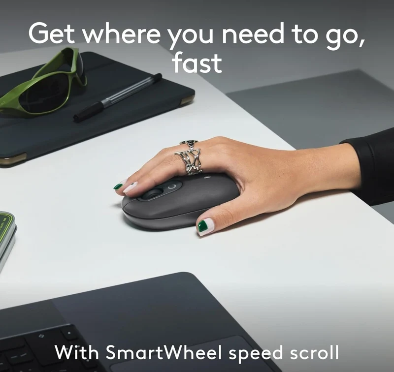 Logitech POP ICON Combo, Bluetooth Keyboard and Mouse Combo, Comfortable Typing, programmable Keys and Buttons, Quiet clicks, Easy-Switch up to 3 Devices - Graphite and Lime