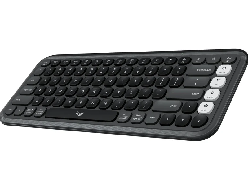 Logitech POP ICON Keys Wireless Bluetooth Keyboard, Comfortable Typing, Programmable Keys, Easy-Switch Between up to 3 Devices, for Laptop, Tablet, PC – Graphite and White