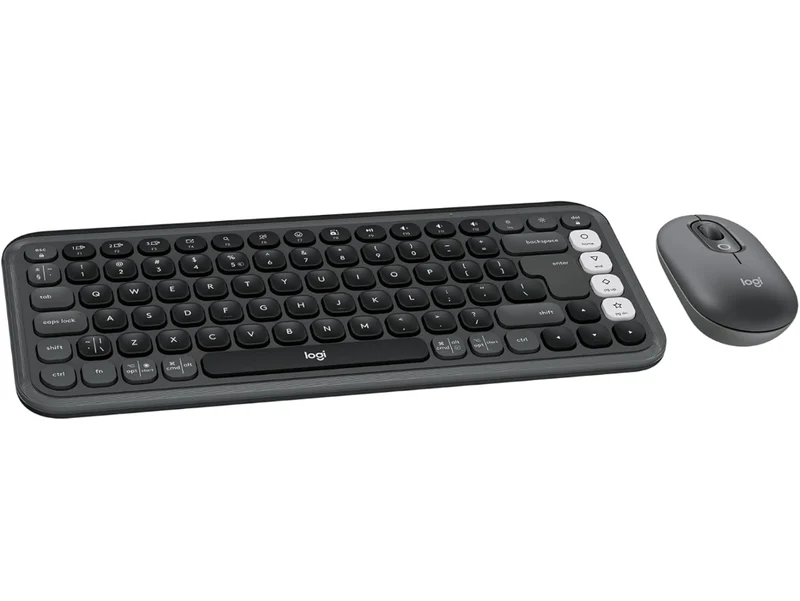 Logitech POP ICON Combo, Bluetooth Keyboard and Mouse Combo, Comfortable Typing, programmable Keys and Buttons, Quiet clicks, Easy-Switch up to 3 Devices - Graphite and Off-White