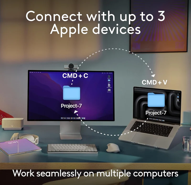Logitech MX Anywhere 3S for Mac, Compact Wireless Bluetooth Mouse, 8K DPI Any-Surface Tracking, Quiet Clicks, USB C, Wireless Mouse for MacBook Pro, MacBook Air, iMac, iPad - Pale Grey