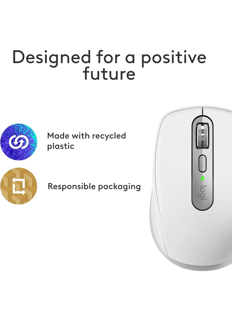 Logitech MX Anywhere 3S for Mac, Compact Wireless Bluetooth Mouse, 8K DPI Any-Surface Tracking, Quiet Clicks, USB C, Wireless Mouse for MacBook Pro, MacBook Air, iMac, iPad - Pale Grey