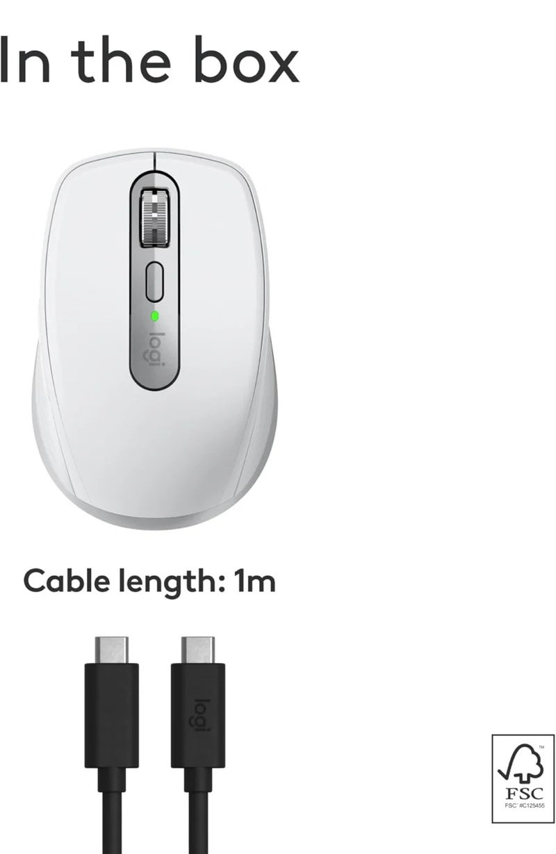 Logitech MX Anywhere 3S for Mac, Compact Wireless Bluetooth Mouse, 8K DPI Any-Surface Tracking, Quiet Clicks, USB C, Wireless Mouse for MacBook Pro, MacBook Air, iMac, iPad - Pale Grey