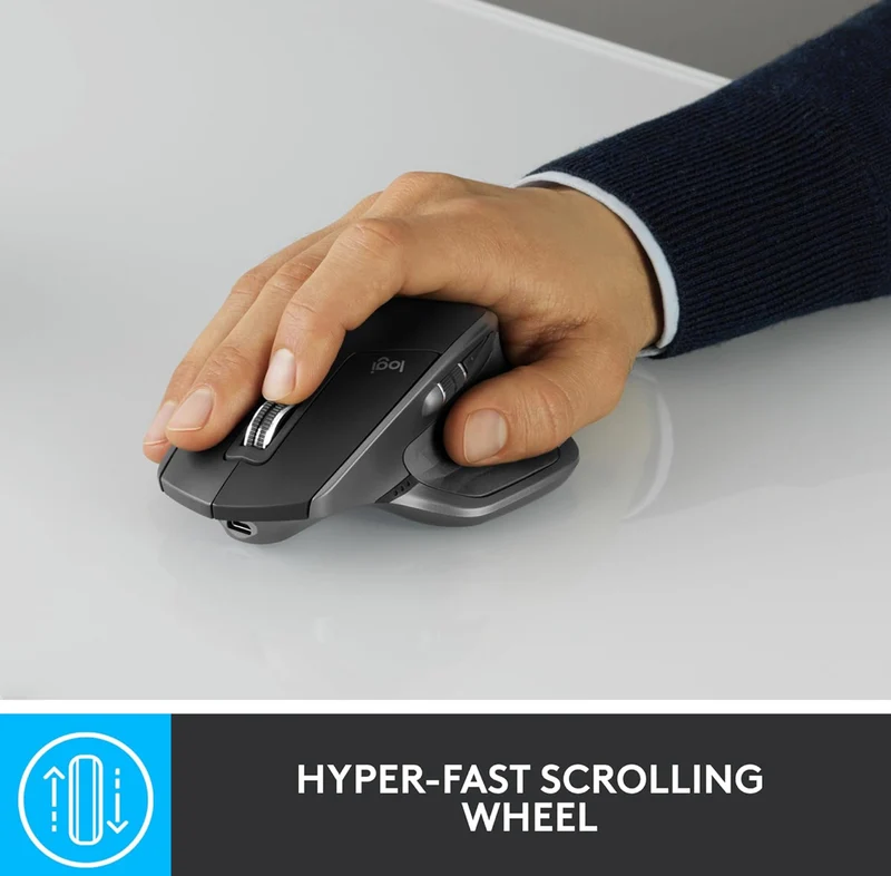 Logitech MX Master 2S Bluetooth Edition Wireless Mouse – Use on Any Surface, Hyper-Fast Scrolling, Ergonomic, Rechargeable, Control Up to 3 Apple Mac and Windows Computers - Graphite