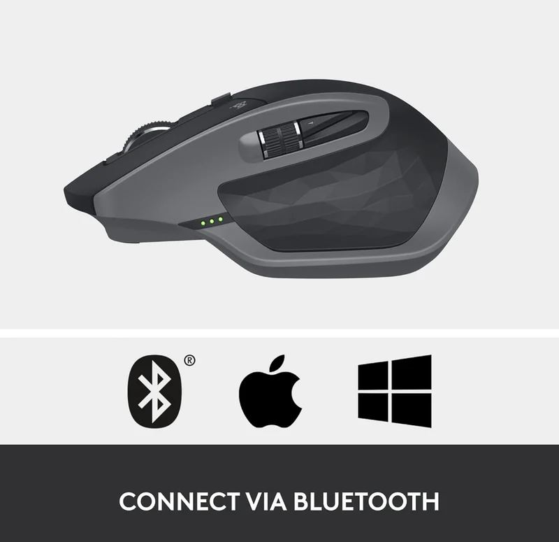 Logitech MX Master 2S Bluetooth Edition Wireless Mouse – Use on Any Surface, Hyper-Fast Scrolling, Ergonomic, Rechargeable, Control Up to 3 Apple Mac and Windows Computers - Graphite