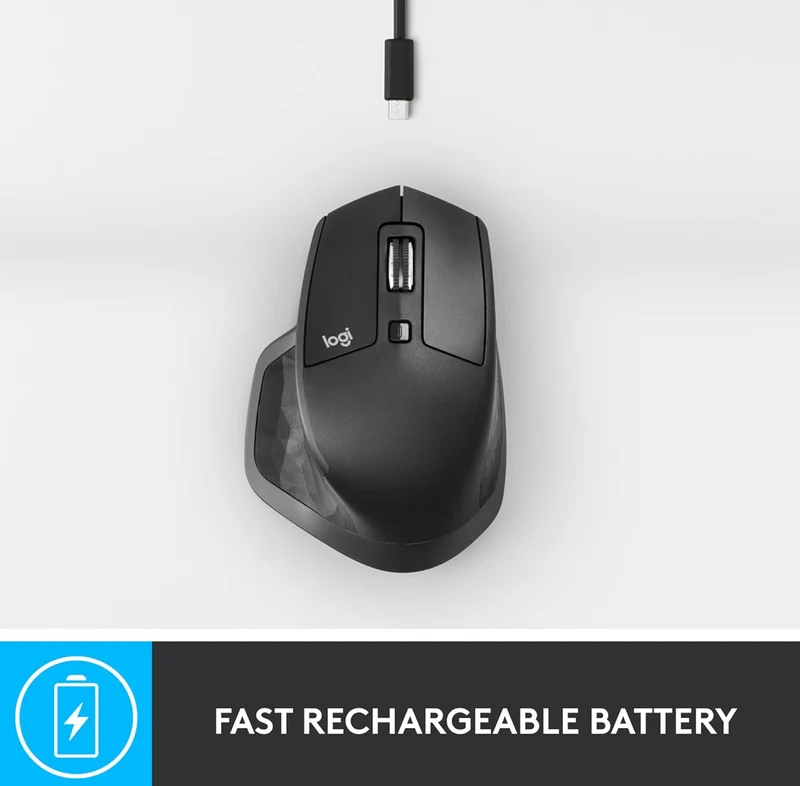 Logitech MX Master 2S Bluetooth Edition Wireless Mouse – Use on Any Surface, Hyper-Fast Scrolling, Ergonomic, Rechargeable, Control Up to 3 Apple Mac and Windows Computers - Graphite