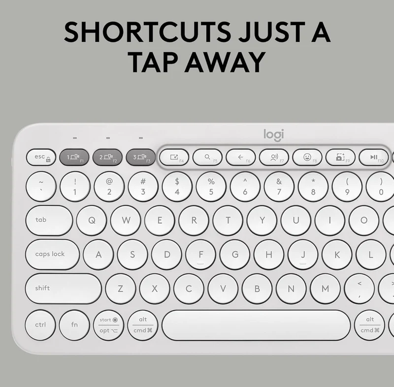 Logitech Pebble 2 Combo, Wireless Keyboard and Mouse, Quiet and Portable, Customizable, Logi Bolt, Bluetooth, Easy-Switch for Windows, macOS, iPadOS, Chrome - Tonal White