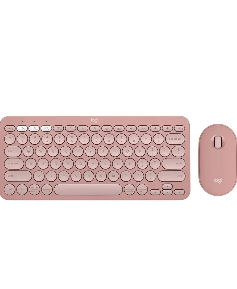 Logitech Pebble 2 Combo, Wireless Keyboard and Mouse, Quiet and Portable, Customizable, Logi Bolt, Bluetooth, Easy-Switch for Windows, macOS, iPadOS, Chrome - Tonal Rose